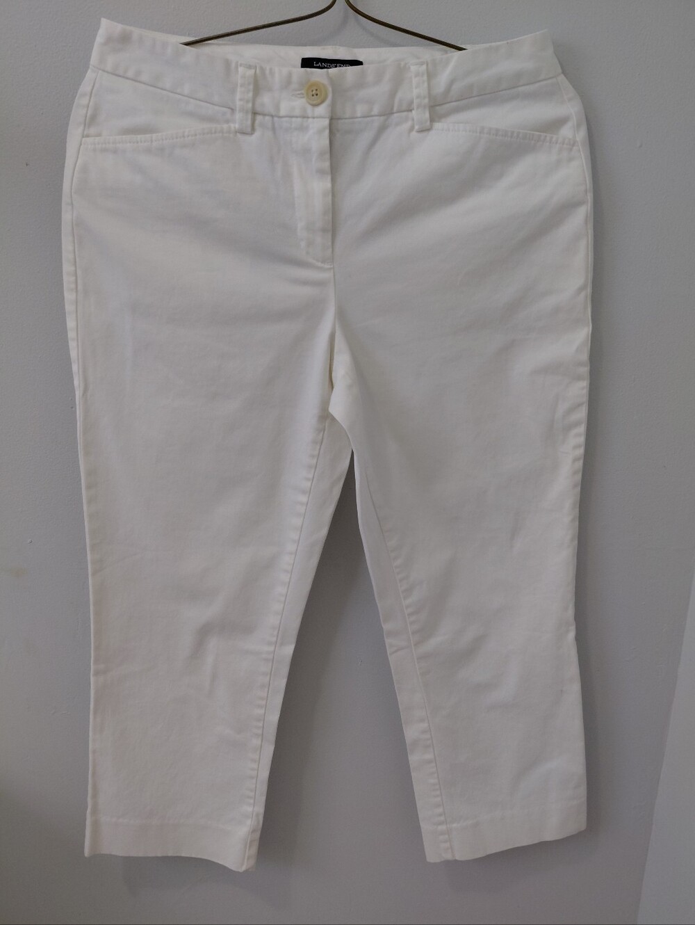 Lands' End Women's White Cropped Straight Pants Size 6